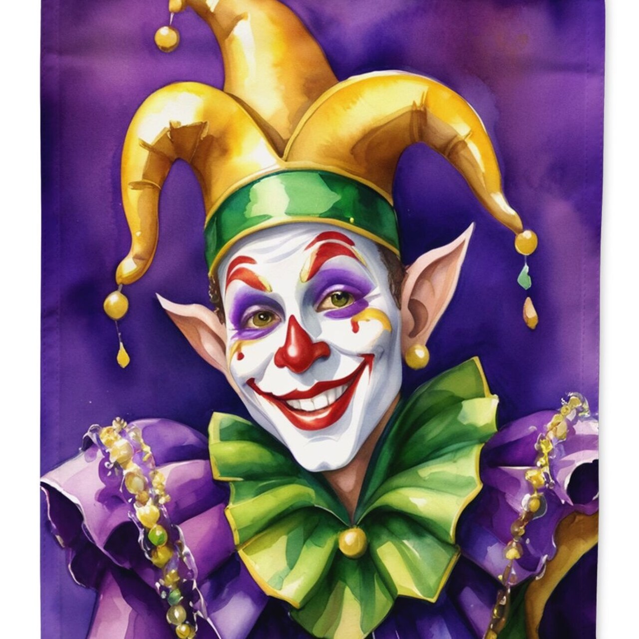 Edge Collections - 11.25" X 15.50" - Multicolor - Jester Mardi Gras Decorative Banner - 1 Piece